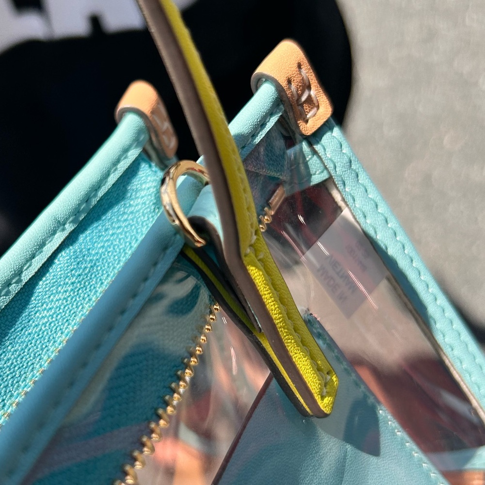 Tory Burch Transparent Mini Bag with Aqua and Yellow Details - Picture 12 of 15